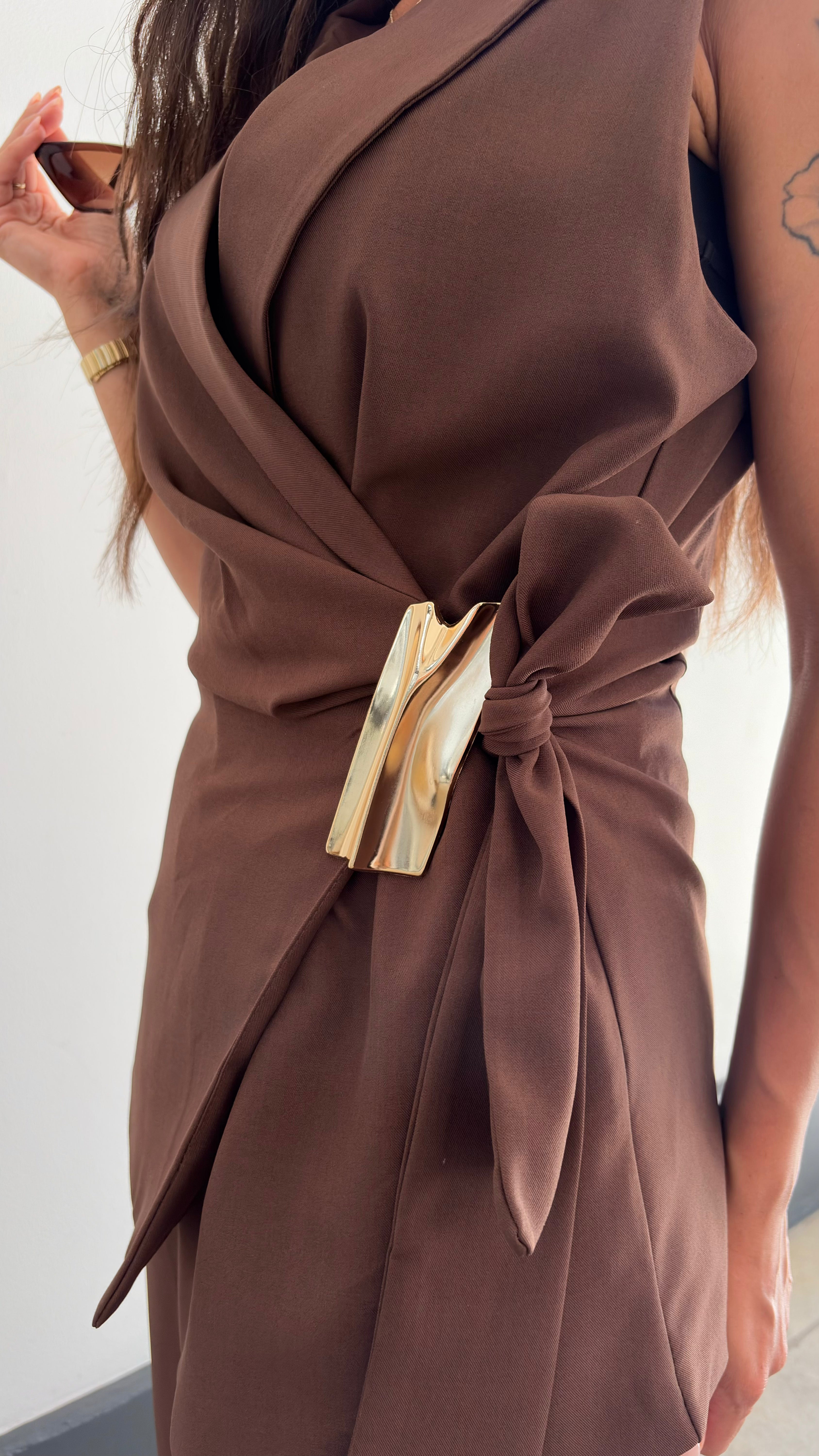 Andrea Blazer Vest - Mørke Brun